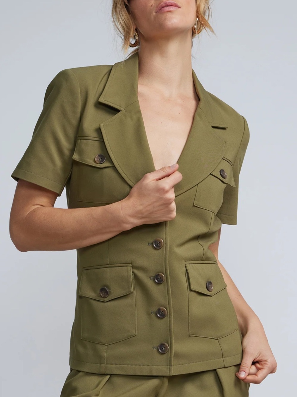 NWT New York and Company Short Sleeve Safari Jacket Sz L